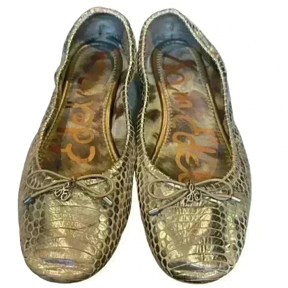 Sam Edelman Womens Felicia Shoes Slip-On Closed Toe Ballet Flat Gold  Size 7.5 - Picture 3 of 6